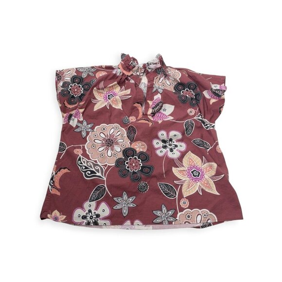 Never A Wallflower Vicki Short Sleeve Top Floral Print SZ S Ruffle Neck 100% Cot - Picture 3 of 12